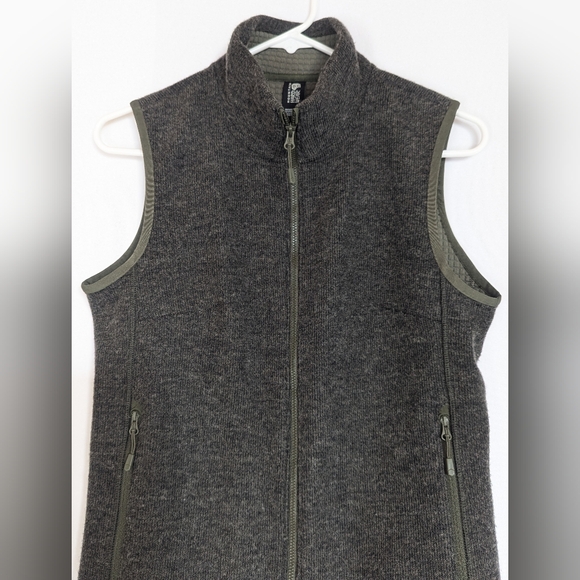 Mountain Hardware Women's Small Sleeveless Zip-Up Vest Green Wool Hatcher Grid - Picture 7 of 11